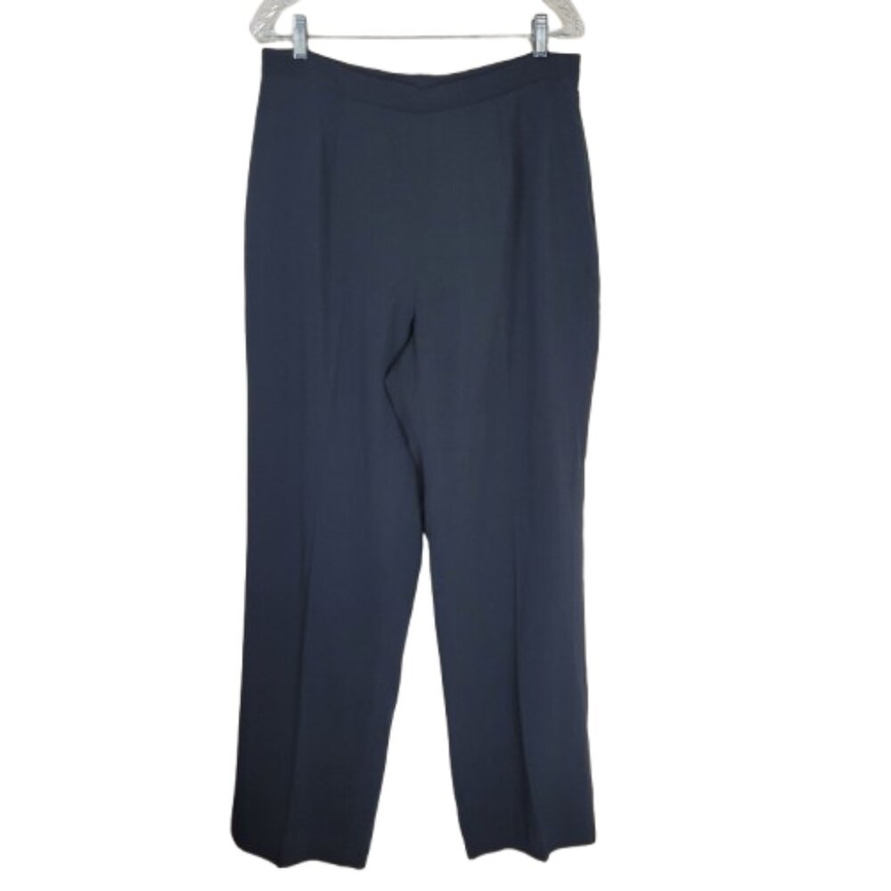 Kasper Dress Pants Size 14 Black Straight Leg Work Trousers Lined